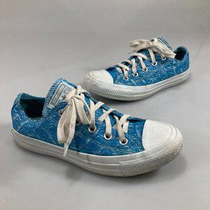 Converse All Star 6 Aqua White Print Canvas Gym Shoes Sneakers
